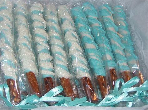 Tiffany Blue Themed Chocolate Covered Pretzel Rods ~ Visit Marie