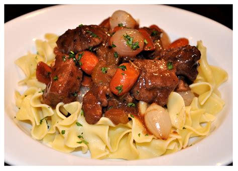 Beef Bourguignon And Buttered Parsley Noodles Just A Taste Beef
