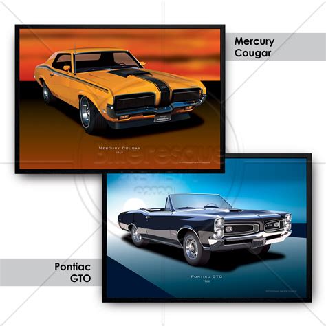Super Us Muscle Car Prints Iconic American Muscle Cars Wall Etsy