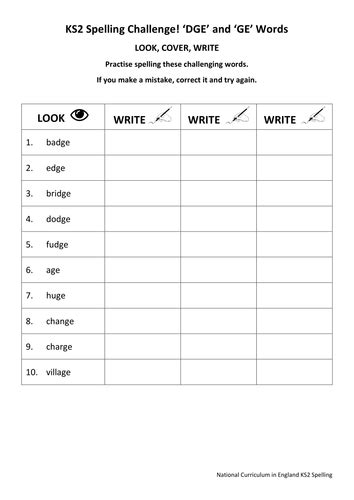 Maybe you would like to learn more about one of these? KS2 National Spelling - DGE and GE Words - 3 Worksheets by ...