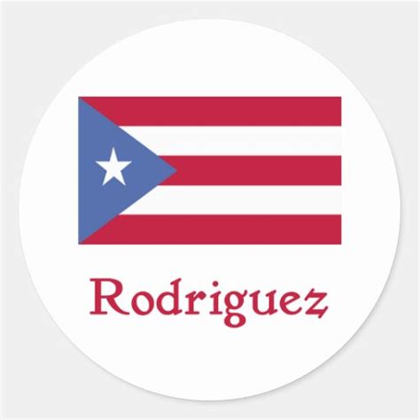 Rodriguez Puerto Rican Flag Classic Round Sticker Zazzle