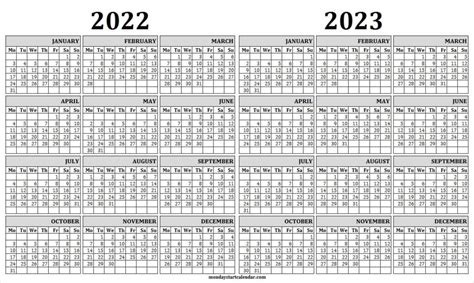 2022 2023 Two Year Calendar Free Printable Word Templates 2022 And