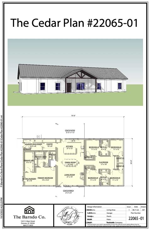 Barndominium Ranch Style House Plan 41869 With 2400 S