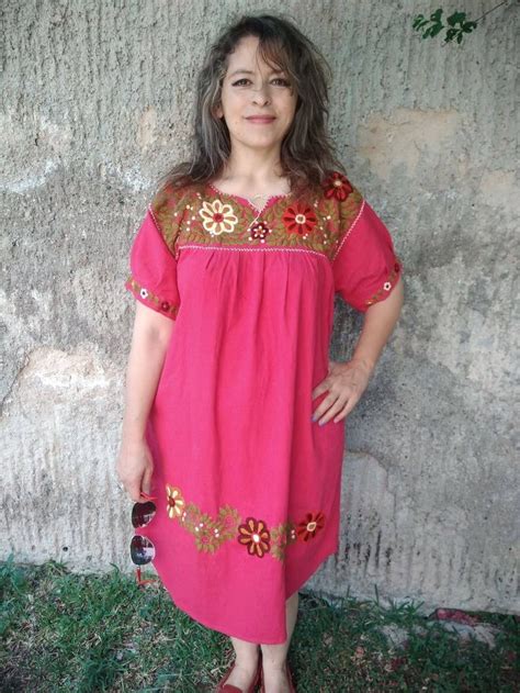 Large Mexican Dress Handmade Embroidery Embroidery Dress Etsy