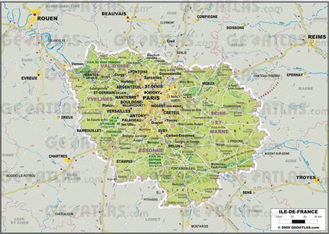 Cartes du monde 127,948 vues. Carte de l'Île-de-France - Île-de-France carte des villes, reliefs, départements