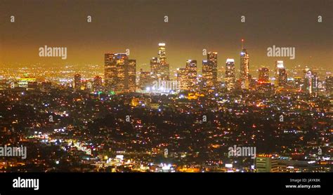 Los Angeles Downtown At Night Amazing Aerial View Los Angeles