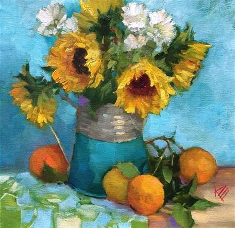 Dpw Original Fine Art Auction Sunflowers Oranges Krista Eaton