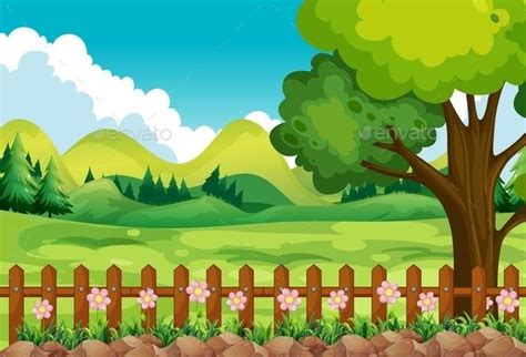 Garden Cartoon Background Picture Borders Tree Drawing