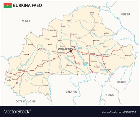 Road Map Burkina Faso Royalty Free Vector Image