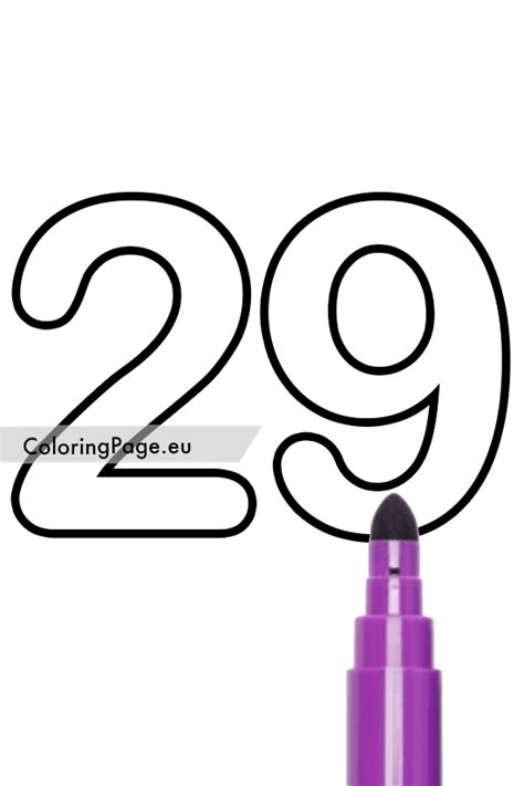 Number 29 Template Coloring Page