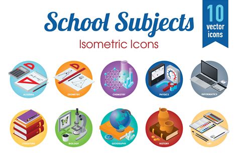 School Subjects Icons Creative Market