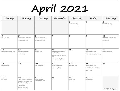 April 2021 Calendar With Holidays Free Printable Calendar Monthly