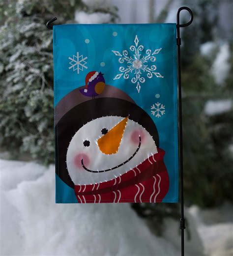 Lighted Musical Holiday Garden Flag With Stand Snowman