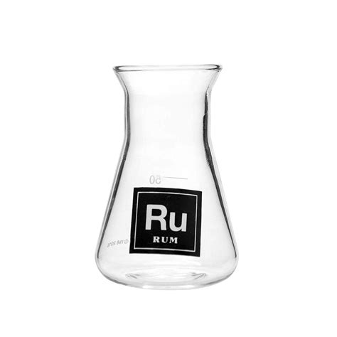 Drink Periodically Laboratory Erlenmeyer Flask Shot Glasses Clear Glass Rum 2 75oz Each