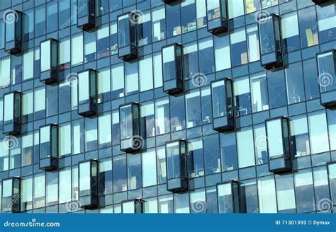 Facade Of Modern Office Building Glass Wall Front View Stock Image