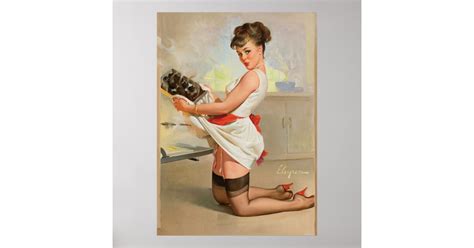 Baking Pinup Girl Vintage Pin Up Art Poster Zazzle