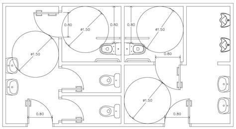 Male And Female Public Toilet Design Layout Plan Cad Drawing Cadbull