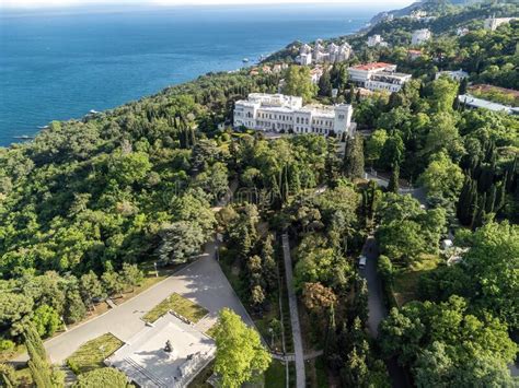 aerial view of livadia palace located on the shores of the black sea in the village of livadia