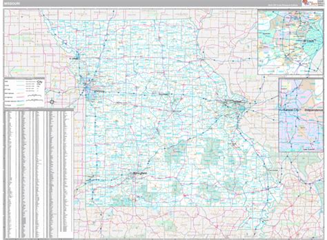 Missouri Wall Map Premium Style By Marketmaps Mapsales