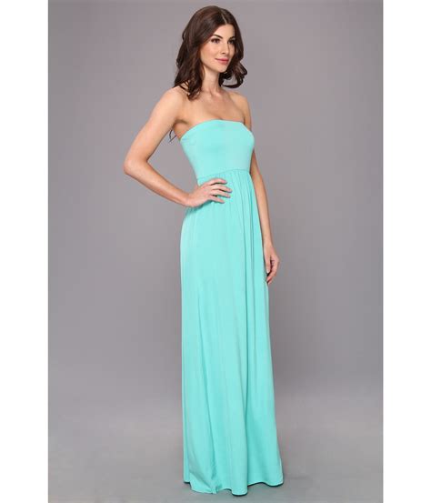 splendid tube top maxi dress in blue lyst