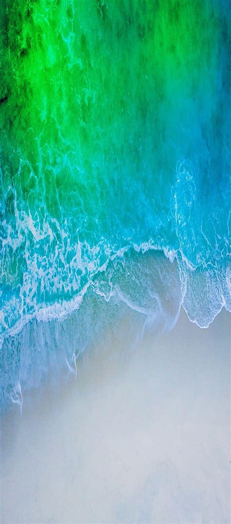 Ios 11 Iphone X Aqua Blue Water Beach Wave Ocean Apple Pure