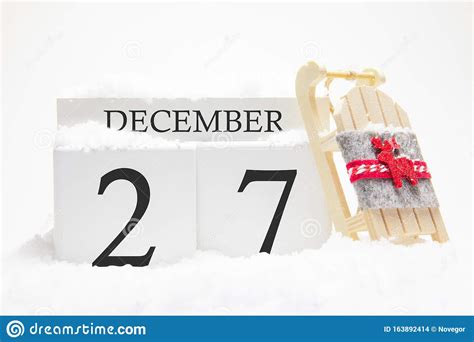 Wooden Calendar For December 27 Th Day Of The Winter Month The