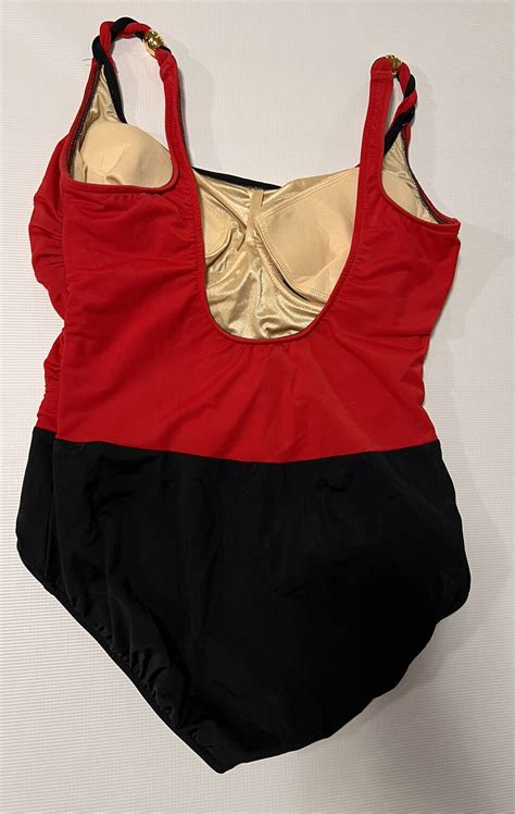 Carol Wior Swimsuit Bathing Suit Black Red Built Float Bra 16 Worn On