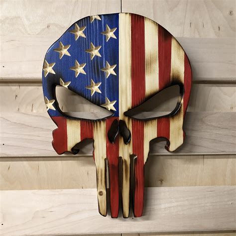 Wooden American Flag Punisher Skull Cosmic Frogs Vinyl