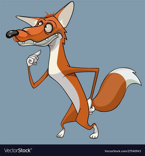 Cartoon Sly Red Fox Listens For Solution Vector Image