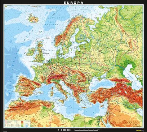 Wandkarte Europa Physisch