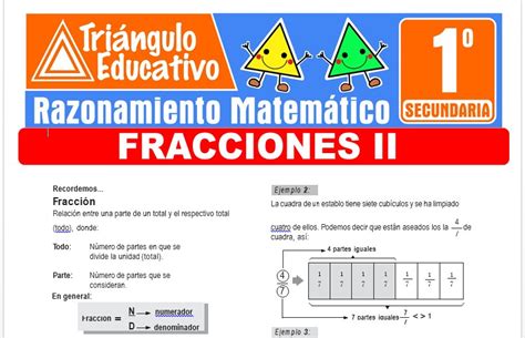 Fracciones II Para Primero De Secundaria Fichas GRATIS