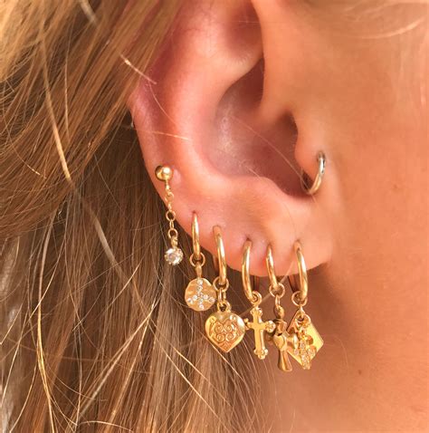 Gold Filled Hoop Earring Gold Charms Gold Small Hoops