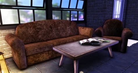 Grunge Leather Sofa And Coffee Table At Haruinosatos Cc Sims 4 Updates