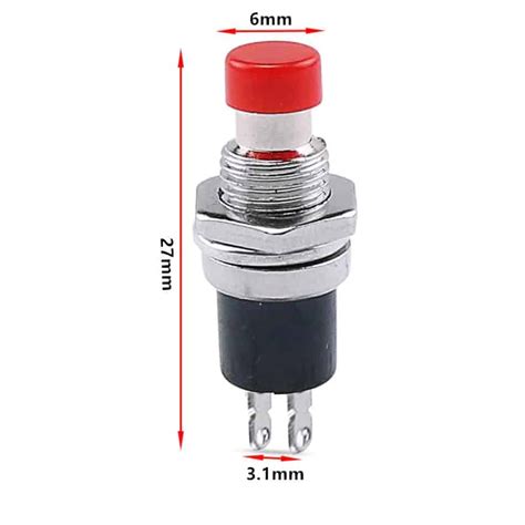 mini push button switch black or red no or nc contacts