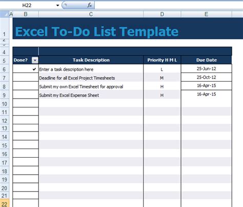 To Do List Excel Template Xls