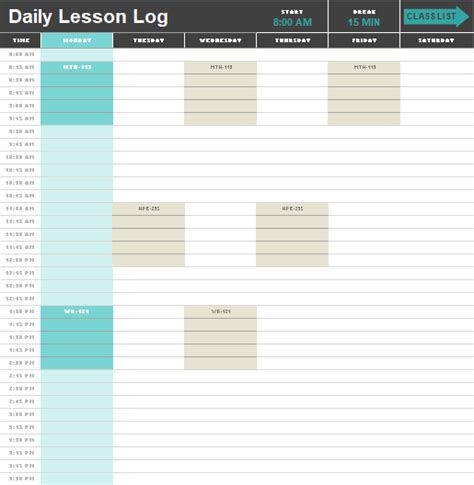 Daily Lesson Log Template 5 Free Printable Ms Word Formats Samples