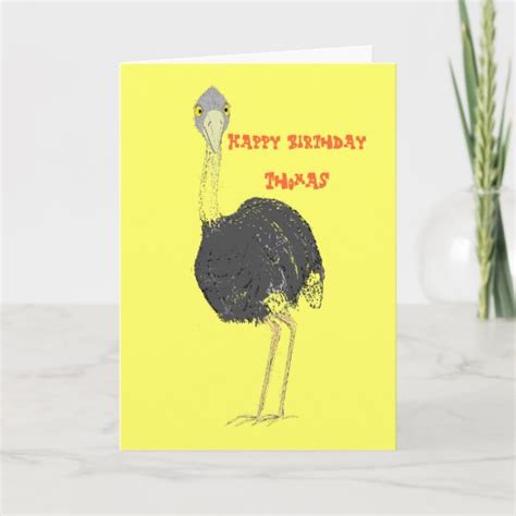 Ostrich Birthday Card Named
