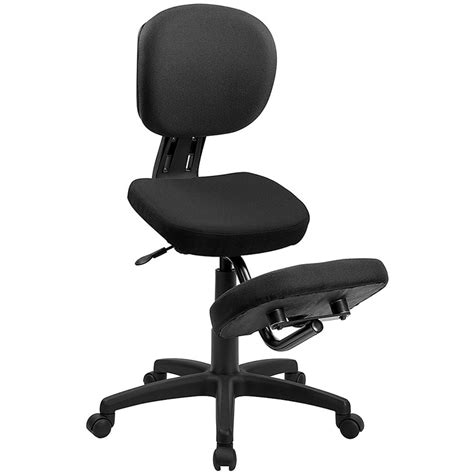Mobile Ergonomic Kneeling Posture Task Office Chair In Black Fabric