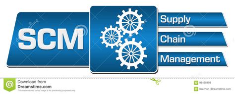 Scm Supply Chain Management Blue Rounded Squares Horizontal Stock