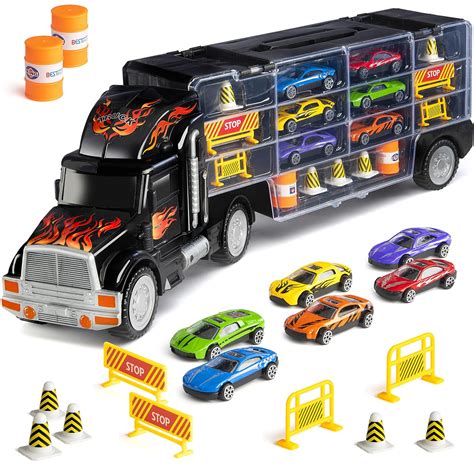 Play22 Toy Truck Transport Car Carrier With 6 Toy Cars And Accessories