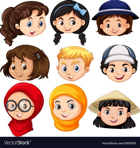 Different Faces Of Children Royalty Free Vector Image