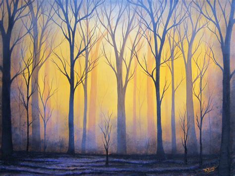Giclee Print Of Forest Fire Painting Modern Landscape Painting Canvas