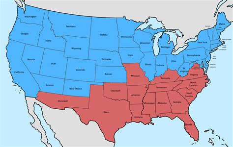 Union And Confederate States Map World Map