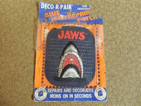 Vintage Jaws The Movie Shark Embroidered Cloth Iron On Patch Unused 5