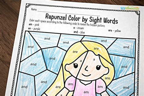 If you like the story of the princess and prince.? FREE Rapunzel Sight Word Coloring Pages