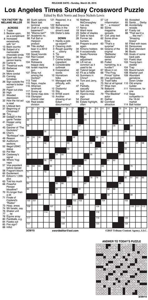 Printable Usa Today Crossword Puzzles