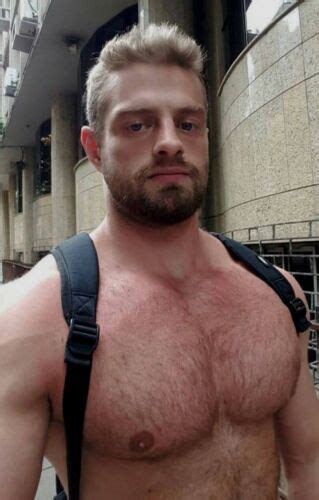 Shirtless Male Muscular Hunk Beard Hairy Chest Beefcake Jock Dude Photo