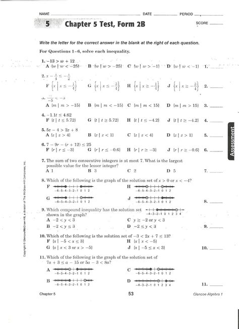 Please feel free to amend the questions to adapt to your own stude. Coach Gober's Algebra Class: Chapter 5 Test Form 2B -- Assigned January 16