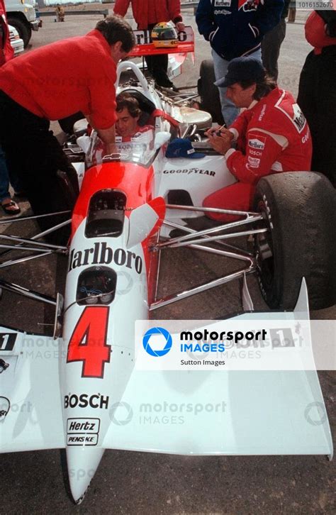Final Preparations Are Made Before Ayrton Senna Bra Tests The Penske Chevrolet Pc22 For The