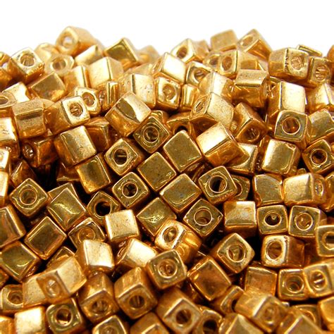Miyuki 4mm Cube Seed Beads Metallic Gold Metallic Gold Gold Metal Notions Seed Beads Cube